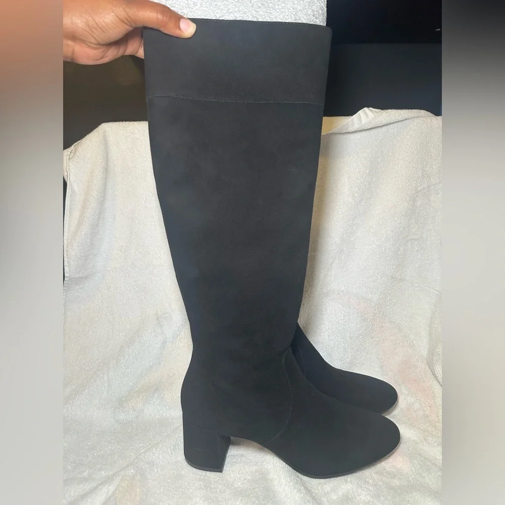 ANTONIO MELANI Parsena Black Staple Over the Knee Leather Boots 10M